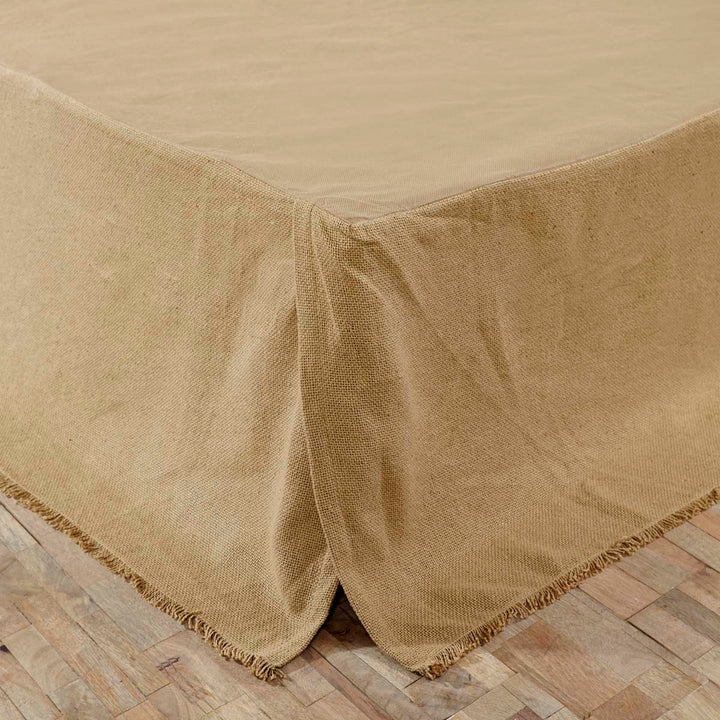 Burlap Natural Fringed Twin Bed Skirt 39x76x16