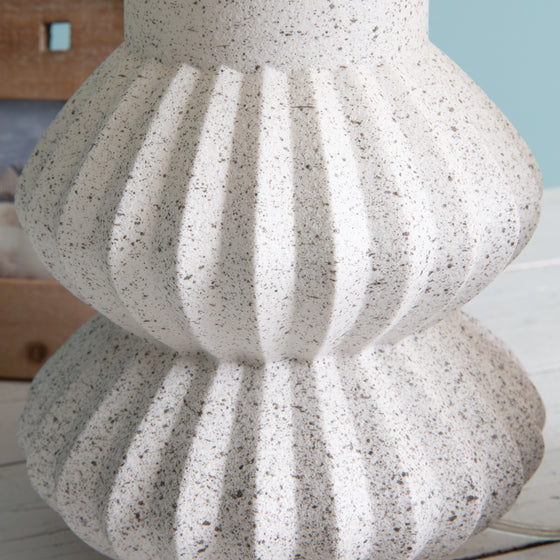 White Ceramic Tabletop Lamp • Coastal Compass Home Decor