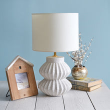  White Ceramic Tabletop Lamp • Coastal Compass Home Decor