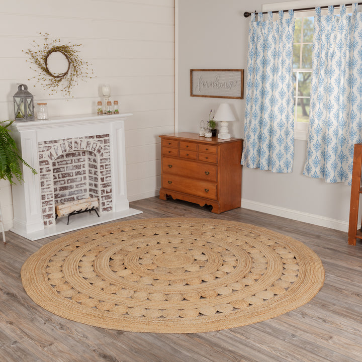 Celeste Jute Rug 8ft Round in Farmhouse setting