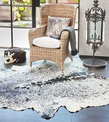 Black and White Peppered Cowhide • Coastal Compass Home Decor