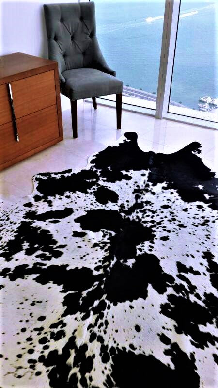 Black peppered Brazilian cowhide rug - The Coastal Compass Home Decor