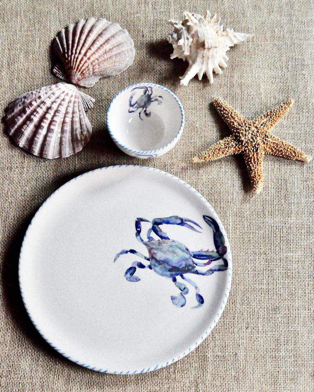 Blue Crab Coastal Dishes - The Coastal Compass Home Decor