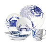 Coastal dinnerware. White porcelain with blue crab. Coatsal decor. Coastal Compass Home Decor
