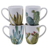 White cup set with succulent and cactus print - Coastal Compass Home Decor