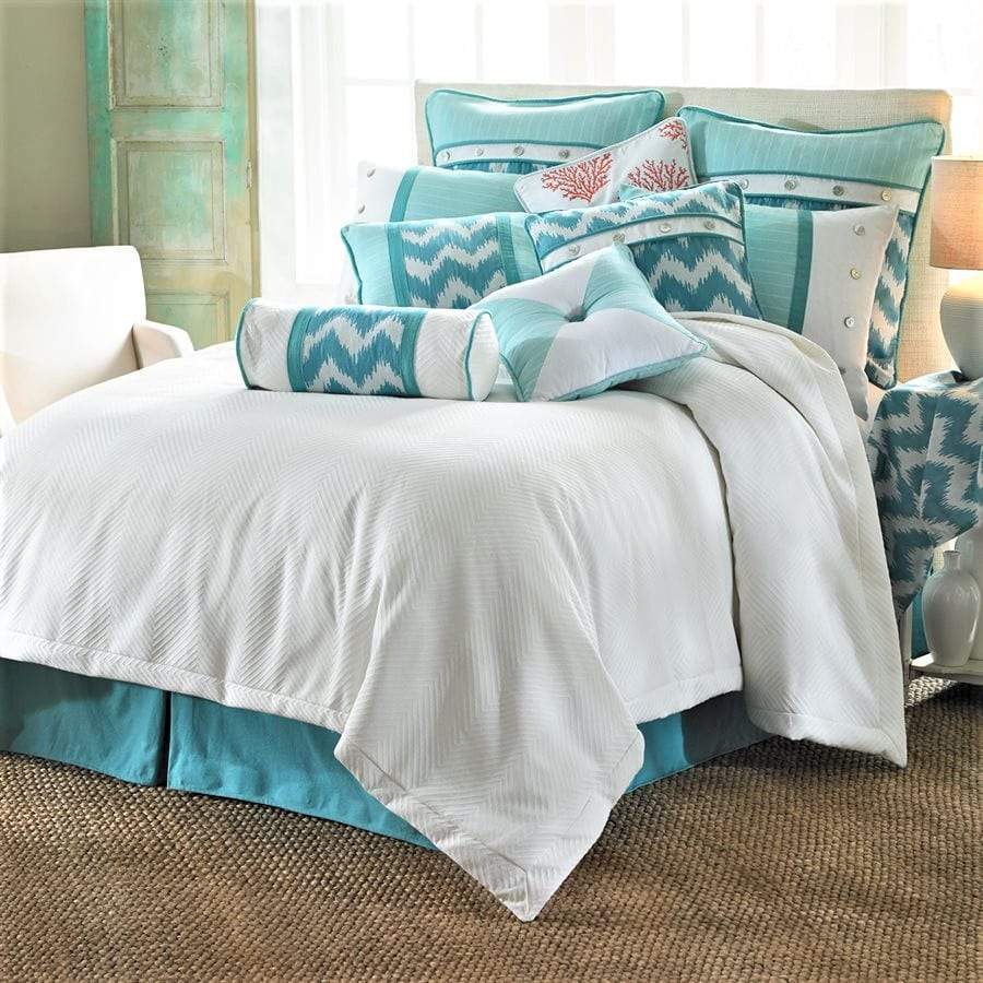 Catalina isle aqua and white bedding collection - Coastal Compass Home Decor