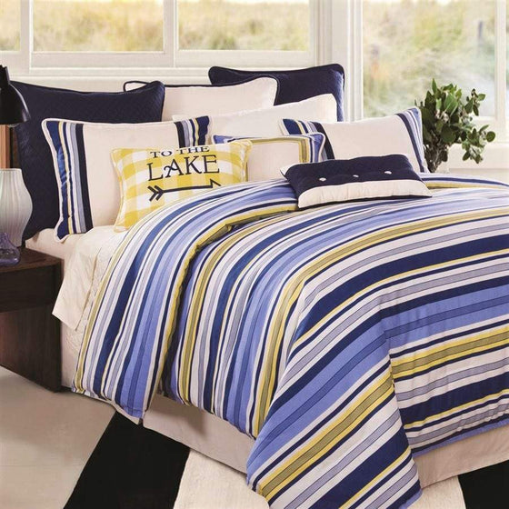 chambray stripe coastal comforter set