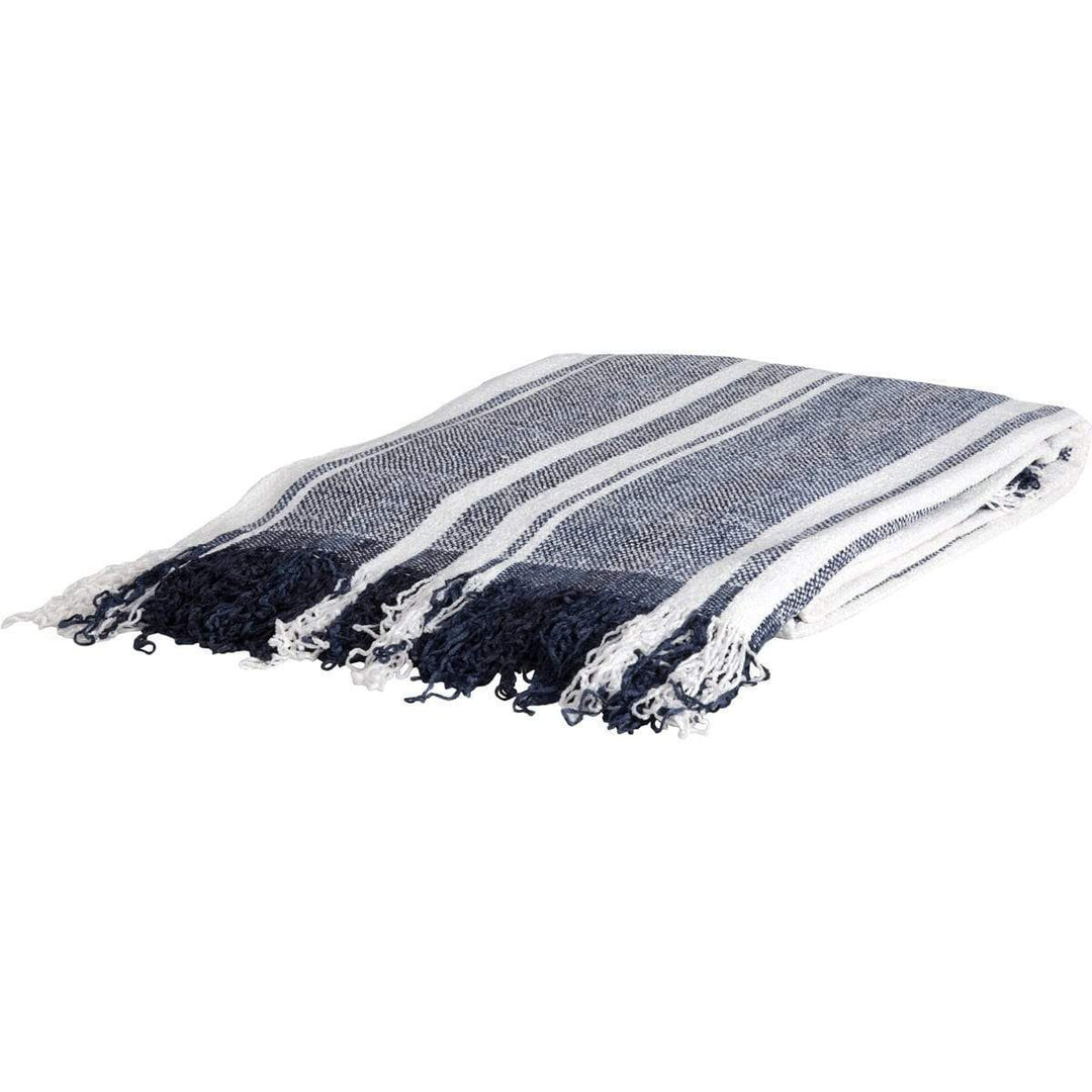 Chambray Woven Throw Blanket Blue and White