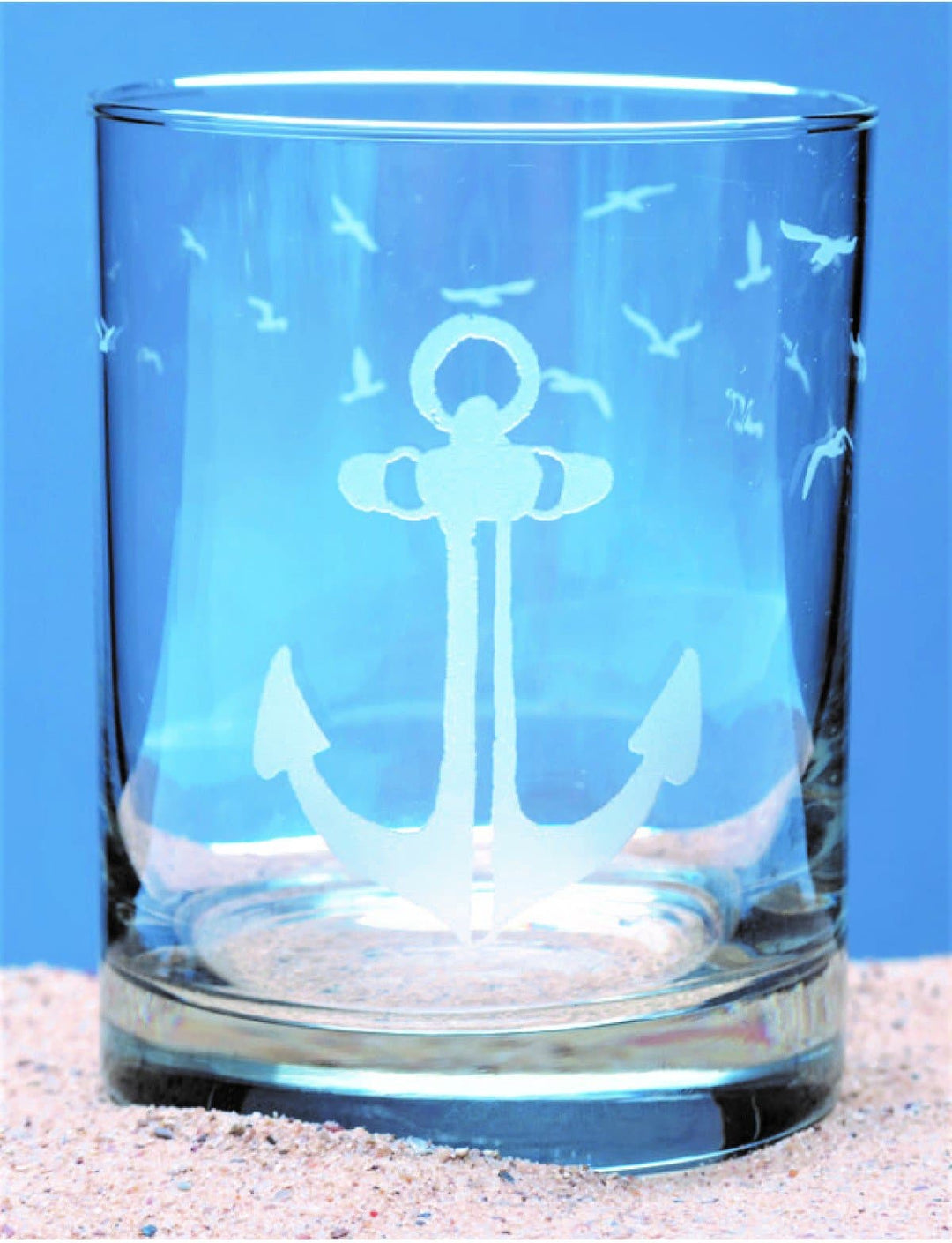 Coastal anchor printed double old fashioned glasses. Made in the USA. Your Western Decor