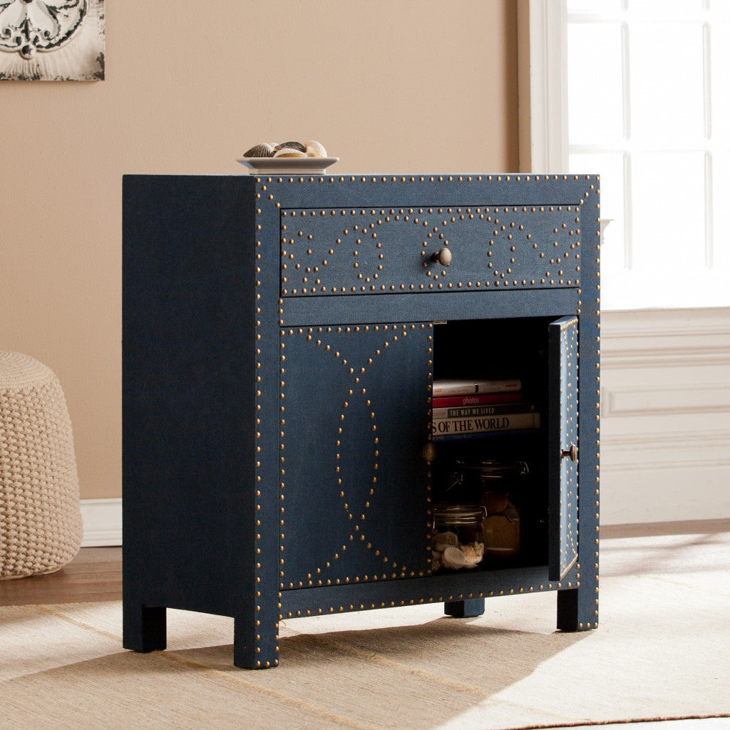 Navy and Brass Storage Cabinet• Coastal Compass Home Decor