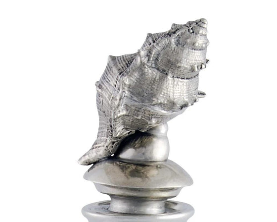 Pewter Conch Shell Decanter Stopper - The Coastal Compass Home Decor