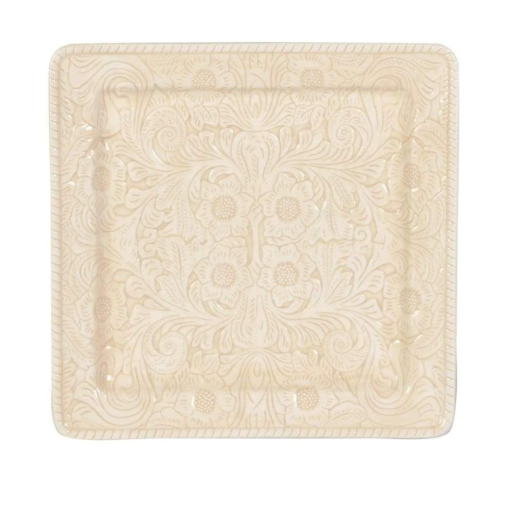Floral Embossed Serving Plate - The Coastal Compass Home Decor