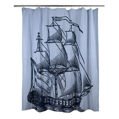 Galleon Ship Nautical Shower Curtain - Nautical home Decor - Coastal Compass Home Decor 