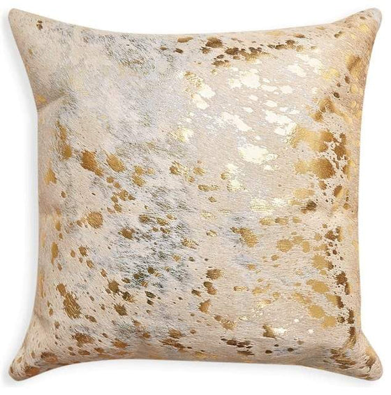 Gold Acid Wash Cowhide Pillow