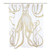 Gold Octopus Coastal Shower Curtain - Beach Bath Decor - Coastal Compass Home Decor
