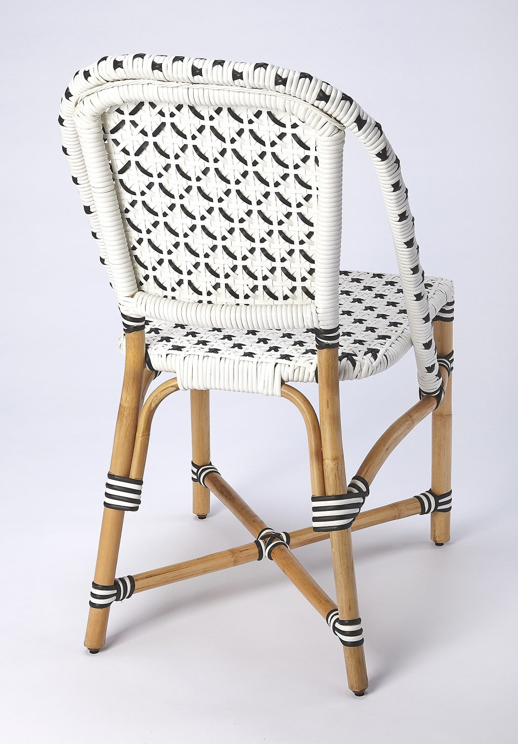 Indoor Outdoor Black & White Rattan Chair Back - Coastal Compass Home Decor