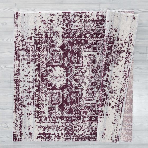 Ivory & Wine Vintage Area Rug