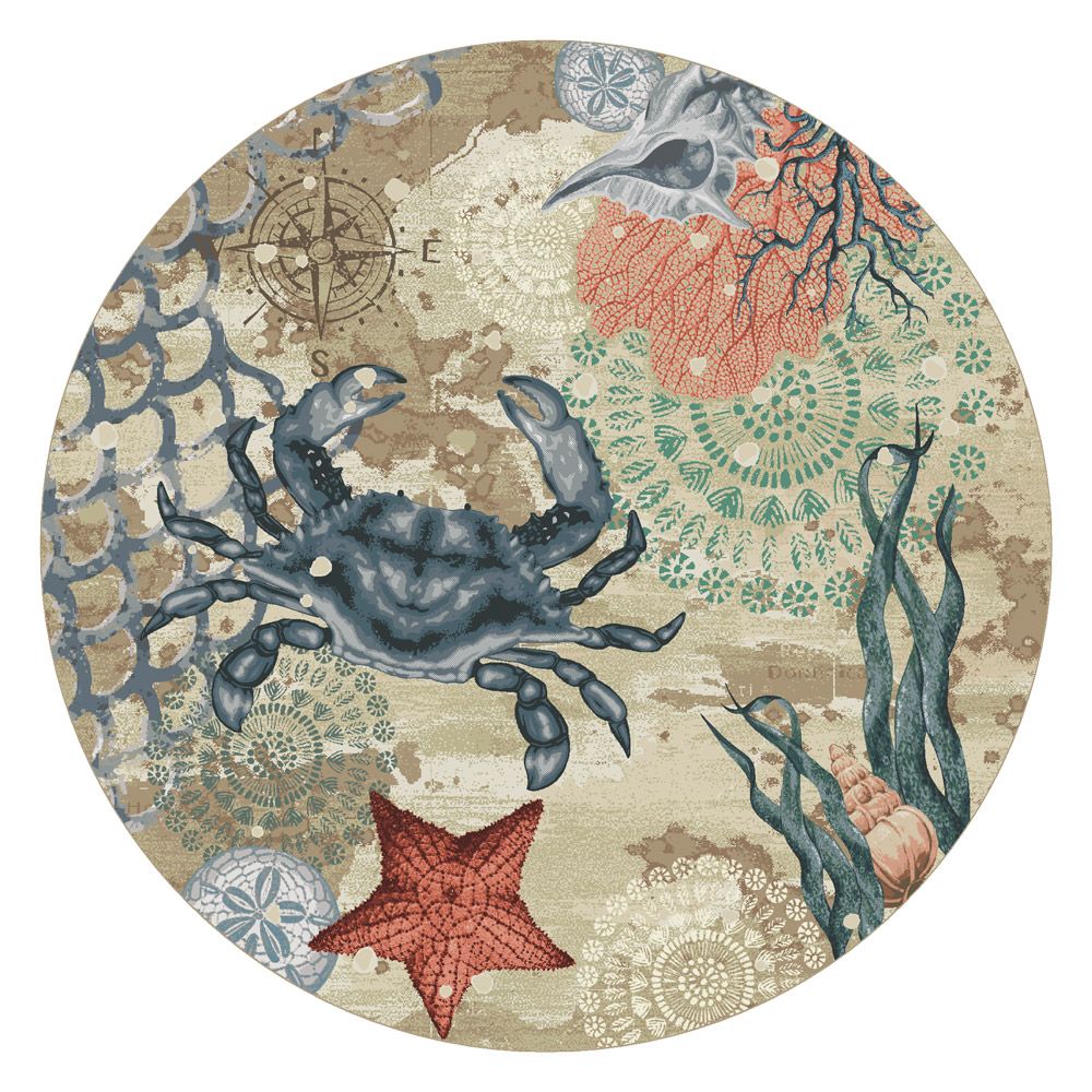 Latitude Adjustment Oceanic Round Area Rugs - Made in the USA - The Coastal Compass Home Decor