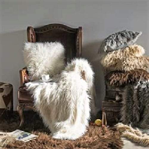 mongolian faux fur blankets and pillows - Coastal Compass Home Decor