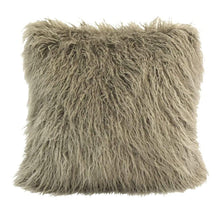  taupe mongolian faux fur throw pillow