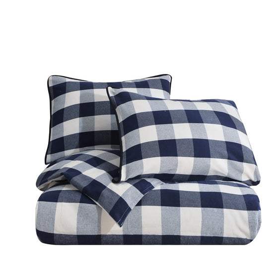 Navy check duvet set - The Coastal Compass Home Decor