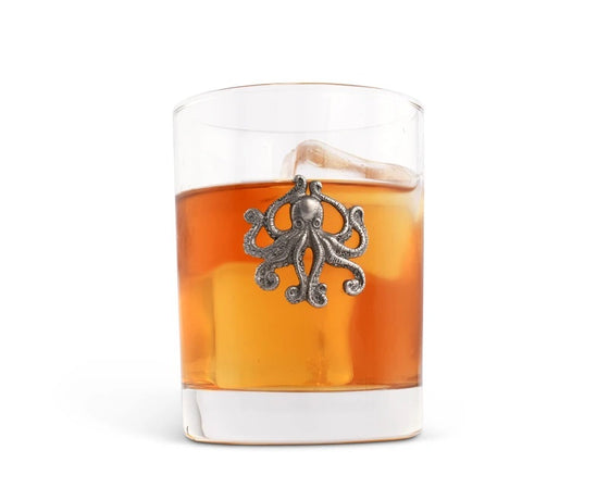 Octopus Double Old Fashion Glass - 4-pc Set - Coastal Compass Home Decor