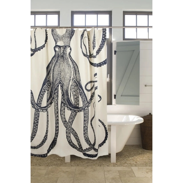 Octopus Ink Coastal Shower Curtain