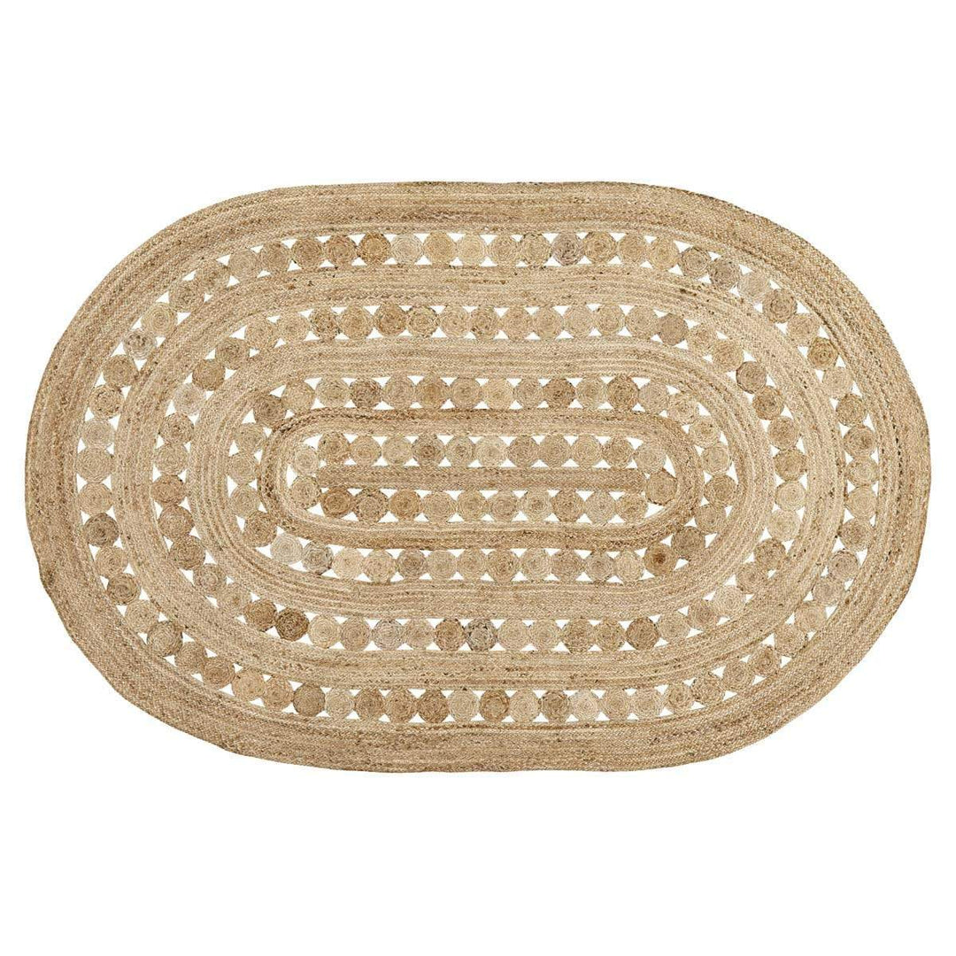 Oval braided jute area rug 6' x 9'