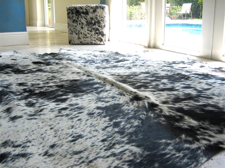 Black and white peppered cowhide XL - Coastal Compass  Home Decor