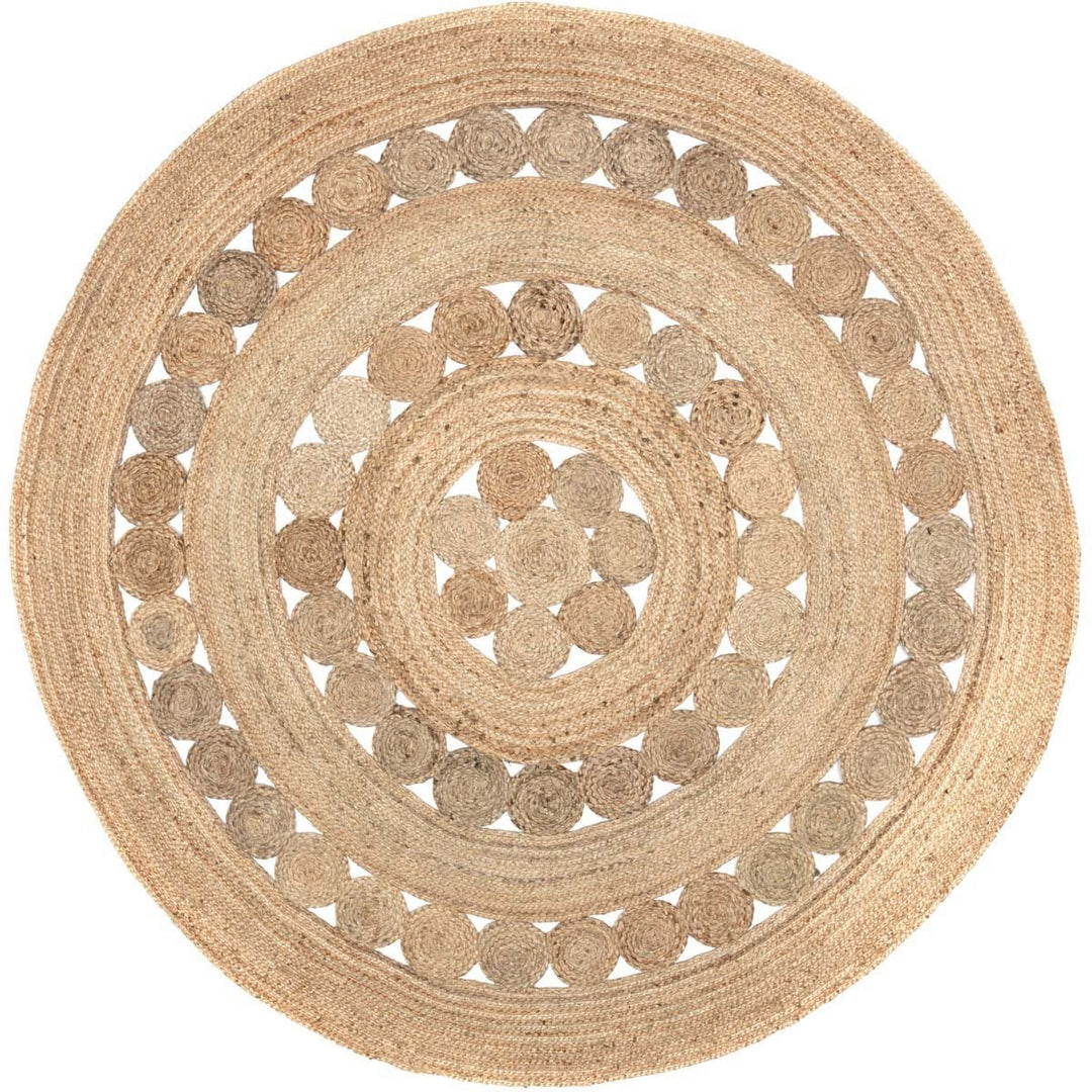 Coastal boho 8' round jute area rug