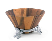  Acacia wood and pewter turtle salad bowl - The Coastal Compass Home Decor