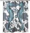 Seahorse Vineyard Cotton Shower Curtain - Coastal Bathroom Decor - Coastal Compass Home Decor 