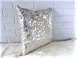 silver acid wash cowhide accent pillow