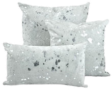  acid wash silver on white cowhide throw pillows | Coastal Compass