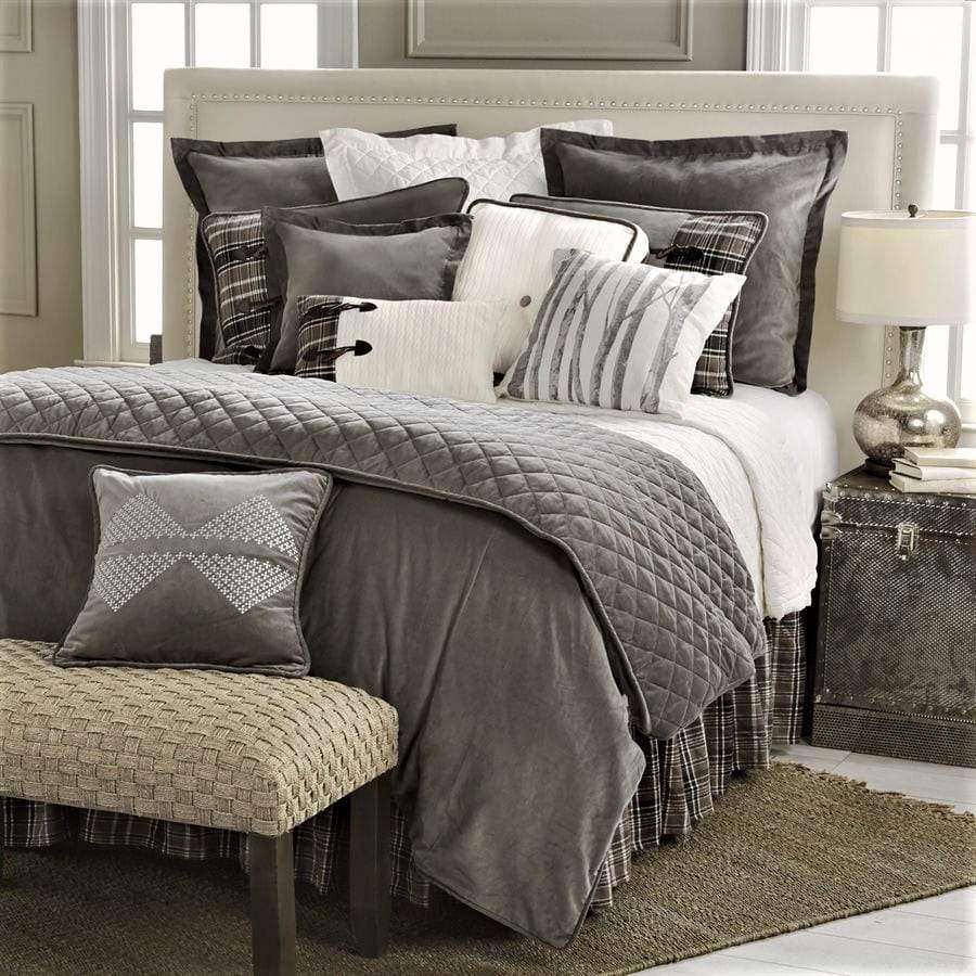 grey timerline lodge bedding collecton