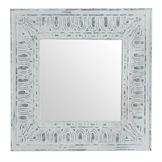 Distressed Tin Tile Wall Mirror - Coastal Compass Home Decor