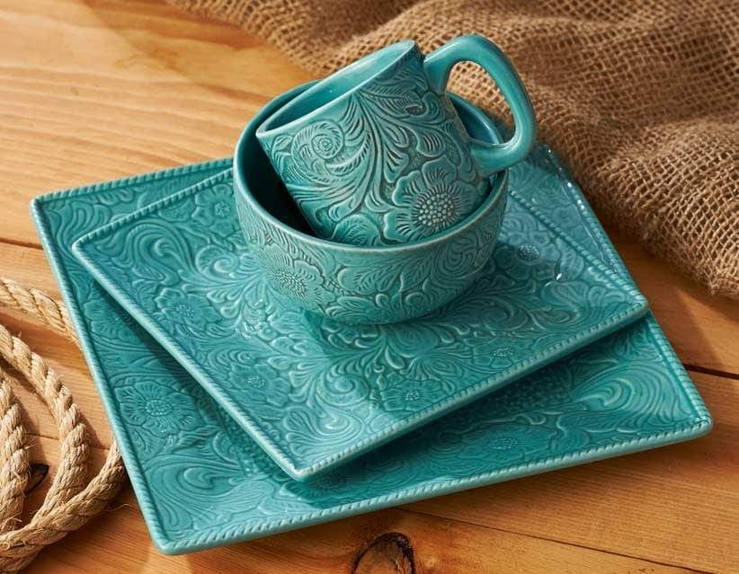 turquoise western dinnerware