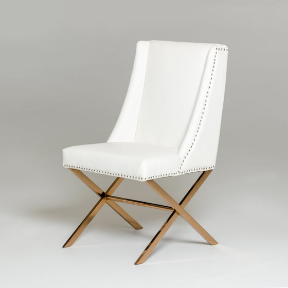 White Faux Leather Dining Chair - The Coastal Compass Home Decor