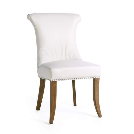 white leather dining chairs