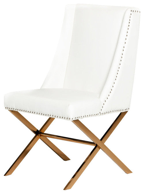 White Leatherette Upholstered Dining Chair - White Furniture - Coastal Compass Home Decor