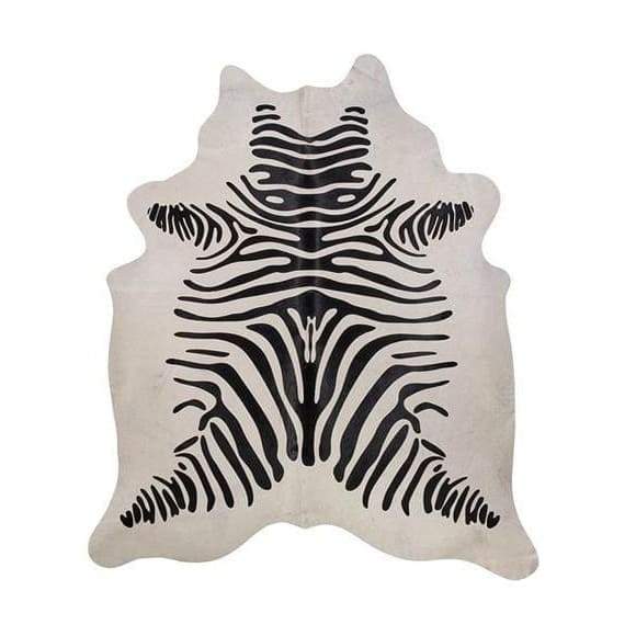 Brazilian Black Stripe Zebra Cowhide • Coastal Compass Home Decor